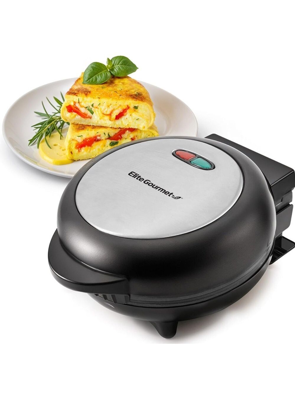 Elite Gourmet Black and Silver Omelette Maker